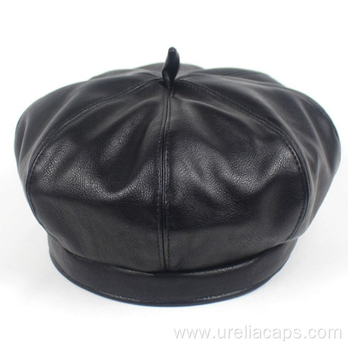 PU leather waterproof beret